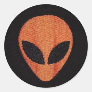 ALIEN-ORANGE GESICHTS-Aufkleber Runder Aufkleber