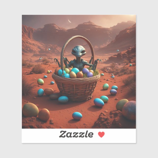 Alien Osterkorb Aufkleber (Blatt)