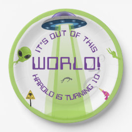 Alien Out of the World Any Age Birthday Pappteller