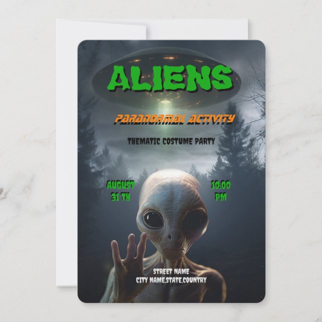 Alien Paranormale Aktivität Party Einladung (Vorderseite)