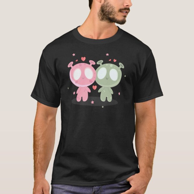Alien-Pärchen Valentinstag passendes Oberteil Coqu T-Shirt (Vorderseite)