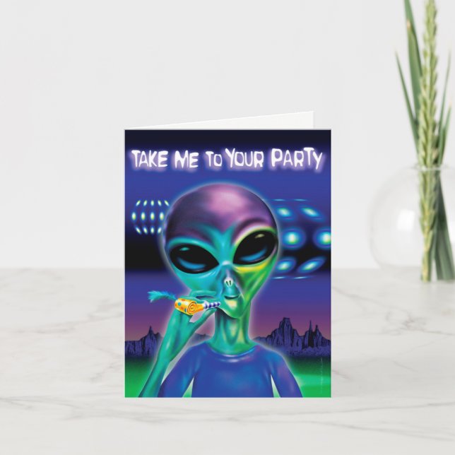 Alien Party Note Card - angepasste Nachricht Karte (Vorderseite)
