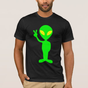 ALIEN PEACE FUNNY T - SHIRT