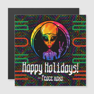 Alien Peace Gefärbte Krawatte Space Christmas Magn Magnetkarte
