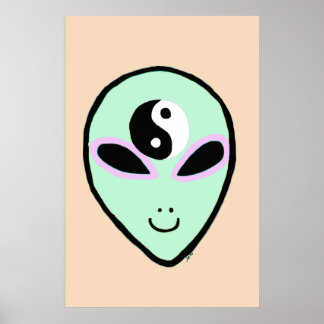 Alien Peace Head Prink (Mint) Poster