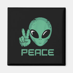 Alien Peace Hippie Ufo Magnet