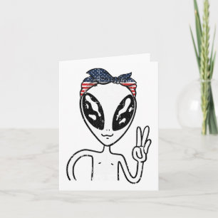 Alien Peace Sign 4. Juli Amerikanische Flagge Bynd Karte