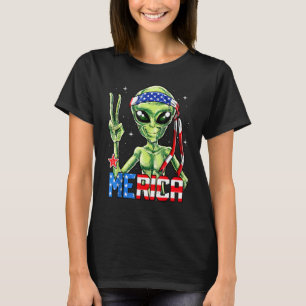 Alien Peace Sign 4. Juli Merica Ufo American F T-Shirt