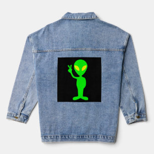 ALIEN PEACE SIGN DENIM JEAN JACKET JEANSJACKE