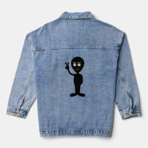 ALIEN PEACE SIGN DENIM JEAN JACKET JEANSJACKE