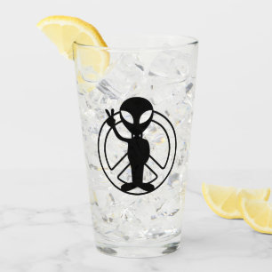 Alien Peace Sign Pint Trinkglas Glas
