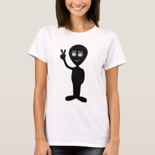ALIEN PEACE SIGN UFO T - SHIRT