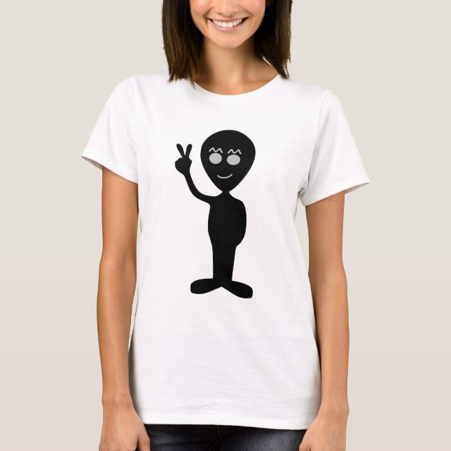 ALIEN PEACE SIGN UFO T - SHIRT (Vorderseite)