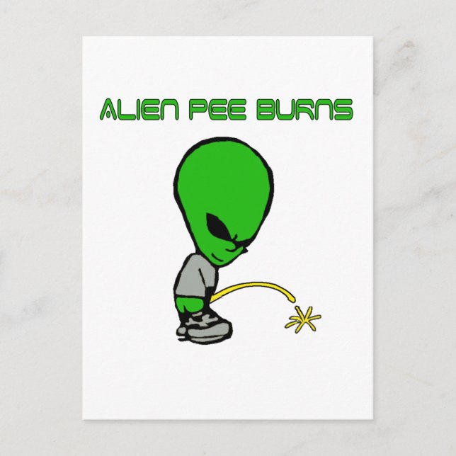 Alien Pee Burns Postkarte (Vorderseite)