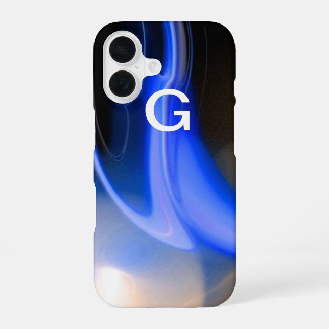 ALIEN PERLEN-MONOGRAMM Blau Braun Fraktale iPhone 16 Hülle (Rückseite)