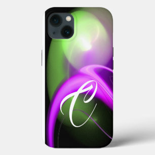 ALIEN PERLEN-MONOGRAMM Grün Lila Rosa Fraktale  iPhone 13 Hülle