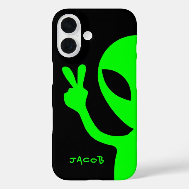 Alien personalisiert Peace Sign Peekaboo Case-Mate iPhone Hülle (Rückseite)
