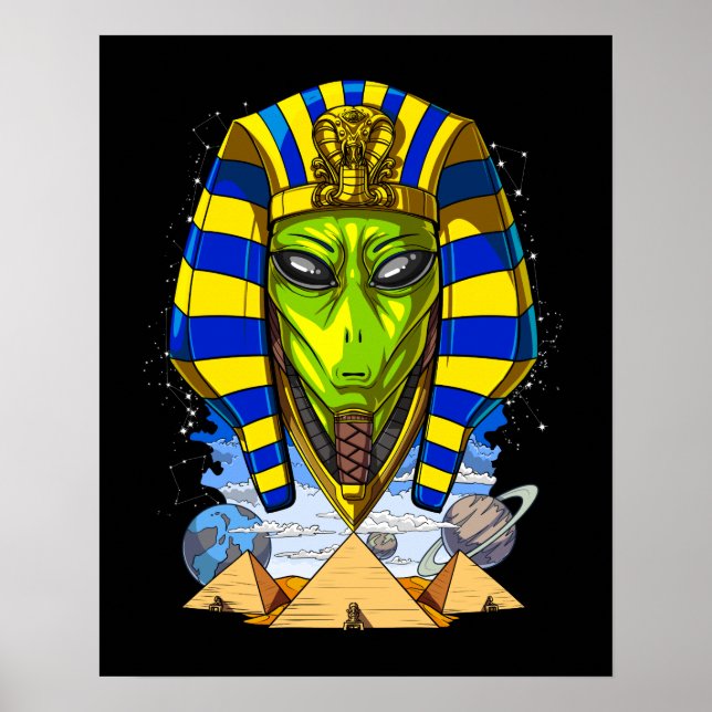 Alien Pharaoh Ägypten Tutankhamun Ancient Annunaki Poster (Vorne)