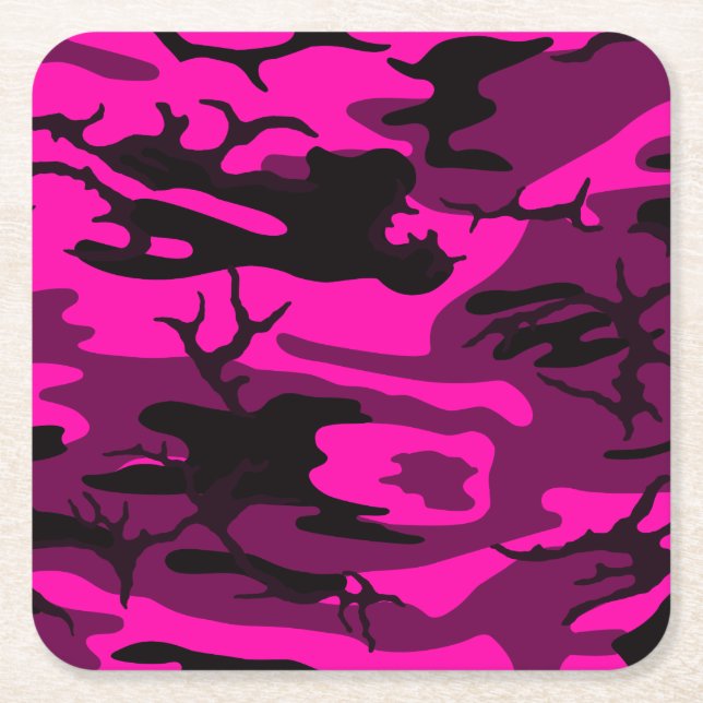 Alien Pink Camouflage Rechteckiger Pappuntersetzer (Vorderseite)