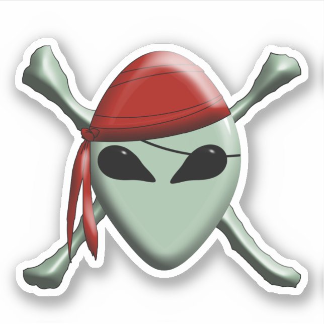 Alien-Pirat Jolly Roger Aufkleber (Vorderseite)