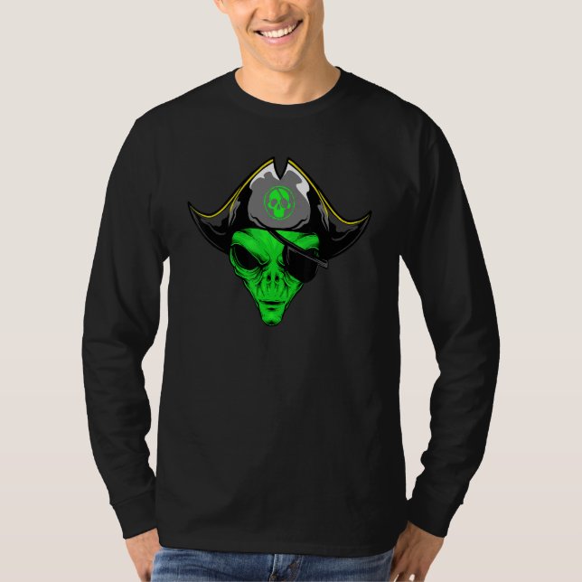 Alien Pirate Hat  Halloween Costume T-Shirt (Vorderseite)