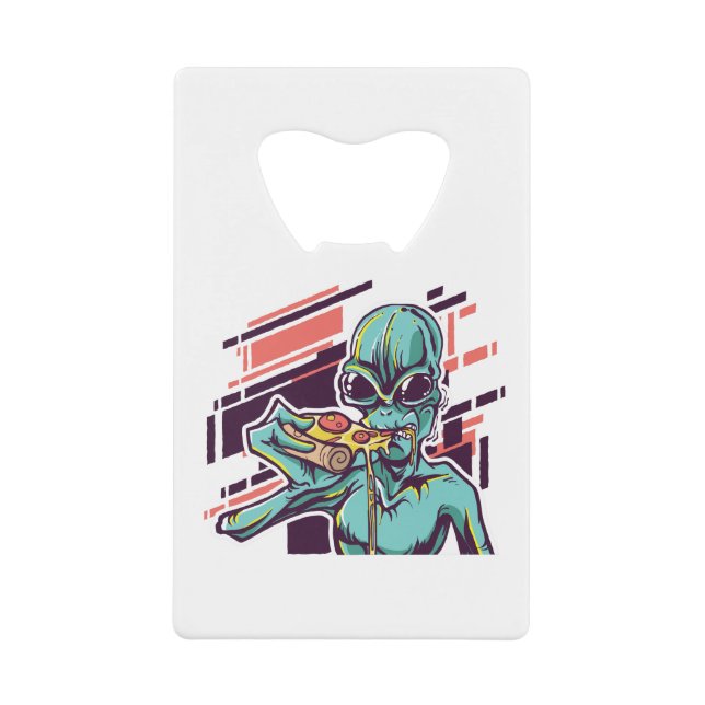 Alien Pizza Geldbeutel Flaschenöffner (Vorderseite)