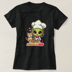Alien-Pizza-Koch-Katzen-Cartoon-Art T-Shirt