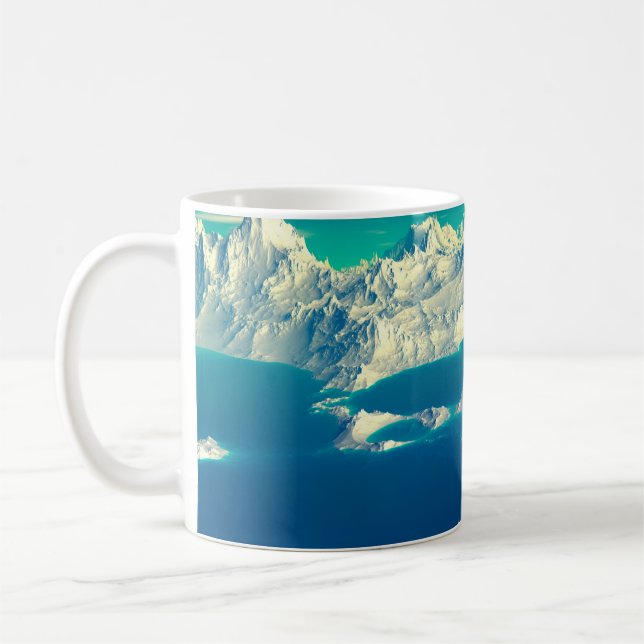 Alien Planet - 3D-Computer-Kunstwerk. Felsen und s Kaffeetasse (Links)