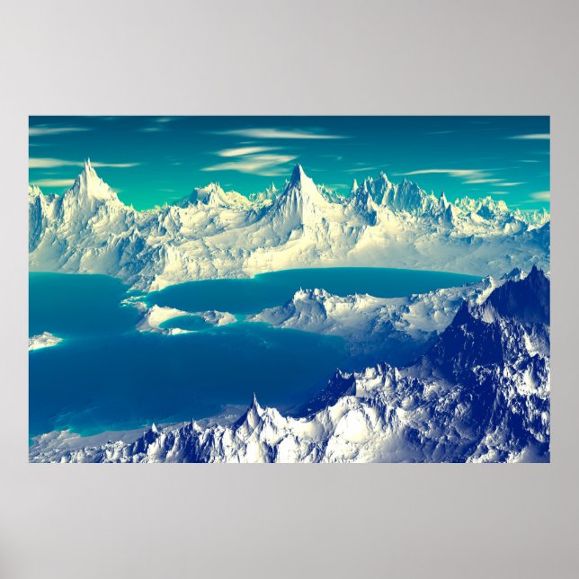 Alien Planet - 3D-Computerarbeit. Steine und s Poster (Vorne)