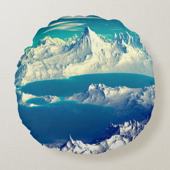 Alien Planet - 3D-Computerarbeit. Steine und s Rundes Kissen (Vorderseite)