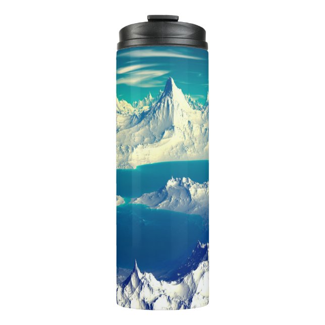 Alien Planet - 3D-Computerarbeit. Steine und s Thermosbecher (Vorderseite)