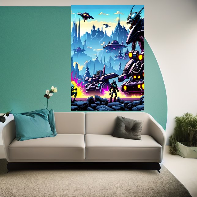 Alien Planet, Alien Kriegsmaschine | AI Art Poster (Von Creator hochgeladen)