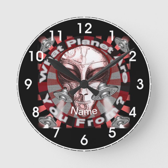 Alien Planet Clock Runde Wanduhr (Vorderseite)