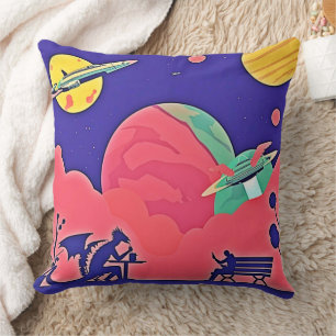 Alien Planet Retro SciFi Kissen