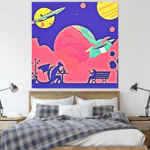 Alien Planet Retro SciFi Leinwanddruck