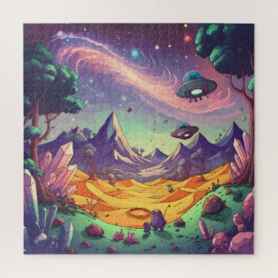 Alien Planet UFO Gemstones Violettgebirge Puzzle