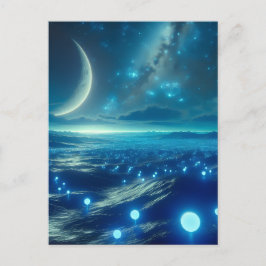 Alien Planet und Alien LIfeforms in Blue Postkarte