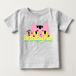 Alien Pocket Cat Birthday Kid Pink Cartoon Chat Baby T-shirt