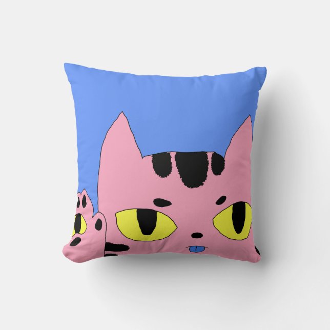 Alien Pocket Cat sagt Hallo Kissen (Vorderseite)