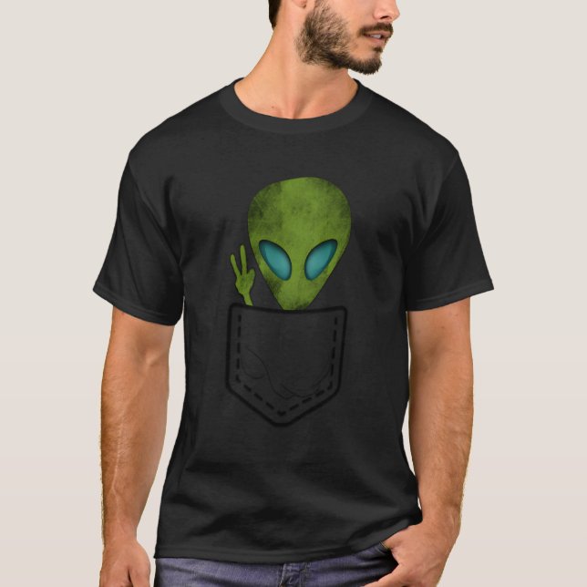 Alien Pocket Peace Ufo T-Shirt (Vorderseite)
