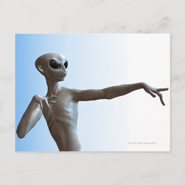 Alien Pointing Postkarte (Vorderseite)