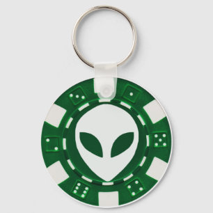 Alien Poker Chip grün Schlüsselanhänger