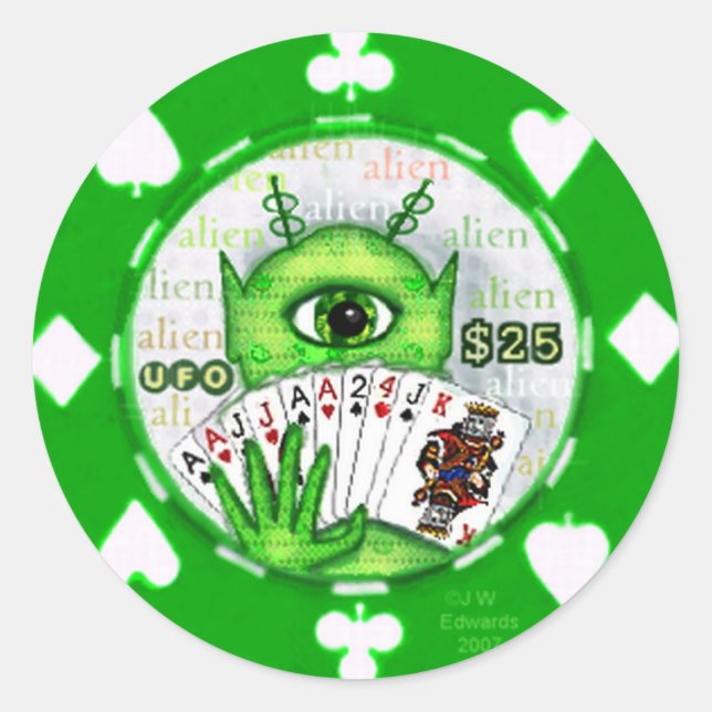 Alien Poker Chip Sticker (Vorderseite)