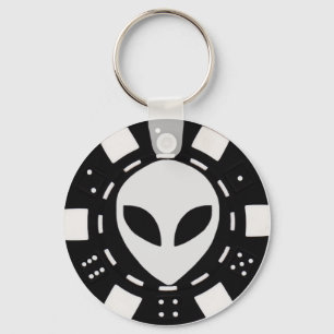 alien-Poker-Chipschwarzes Schlüsselanhänger