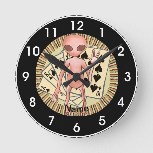 Alien Poker Clock Runde Wanduhr (Vorderseite)