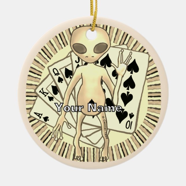 Alien Poker  Keramik Ornament (Vorne)