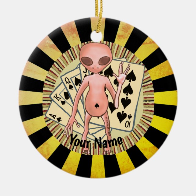Alien Poker Keramik Ornament (Vorne)