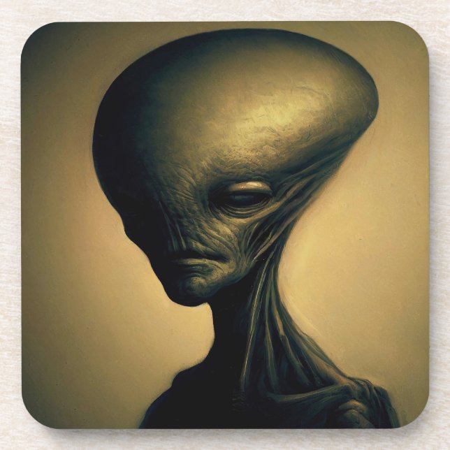 Alien Portrait Getränkeuntersetzer (Vorderseite)