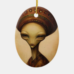 Alien Portrait Keramik Ornament