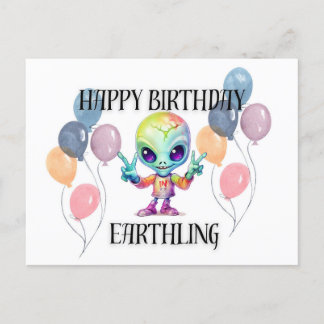 Alien Postcard "Happy Birthday" Postkarte